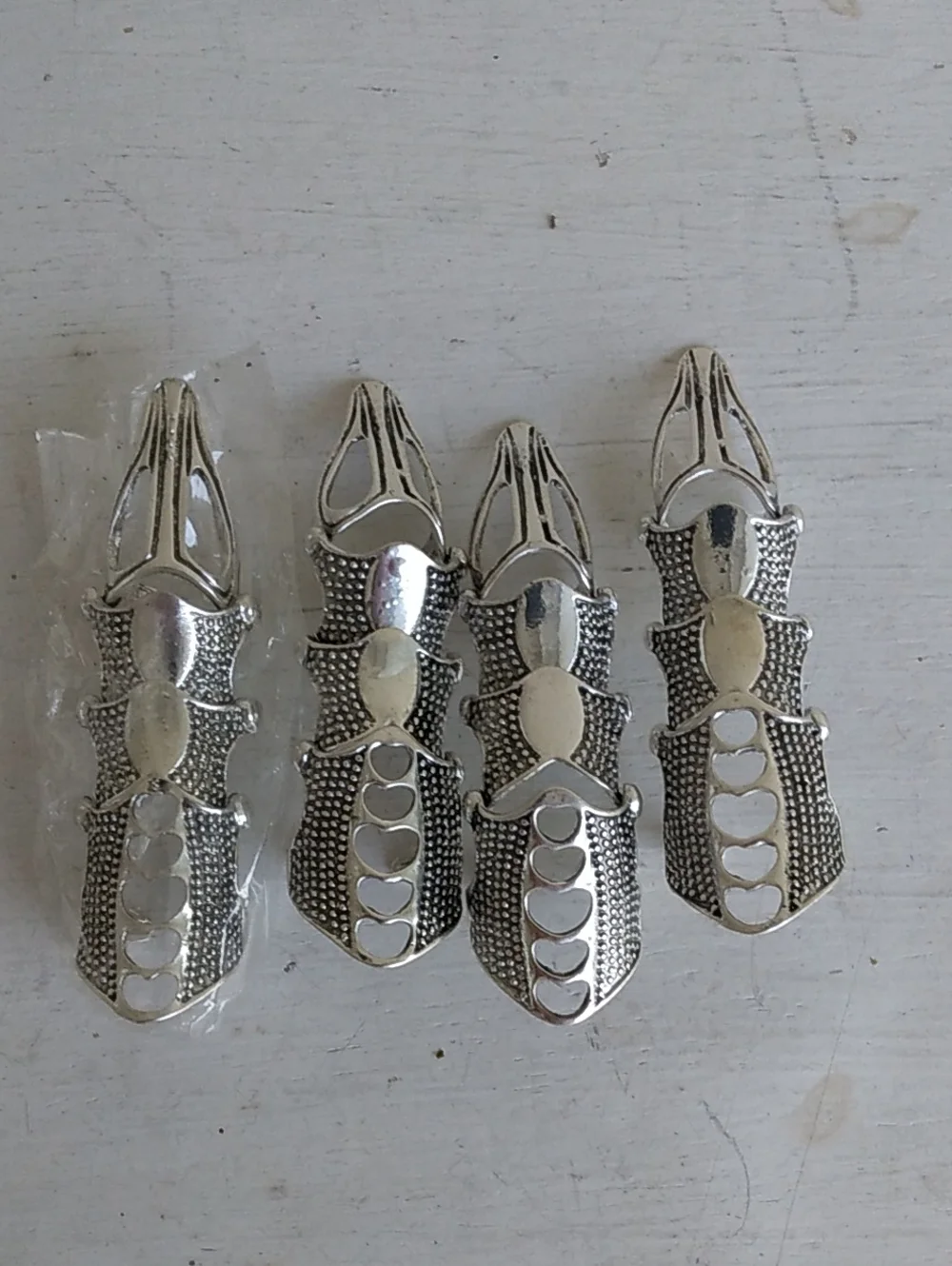 Gothic Full Finger Claw Silver Setvof 4